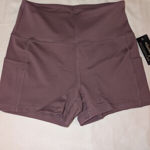 NWT High-Waist 5" Women’s Athletic Workout Yoga Shorts Side Pockets Grape